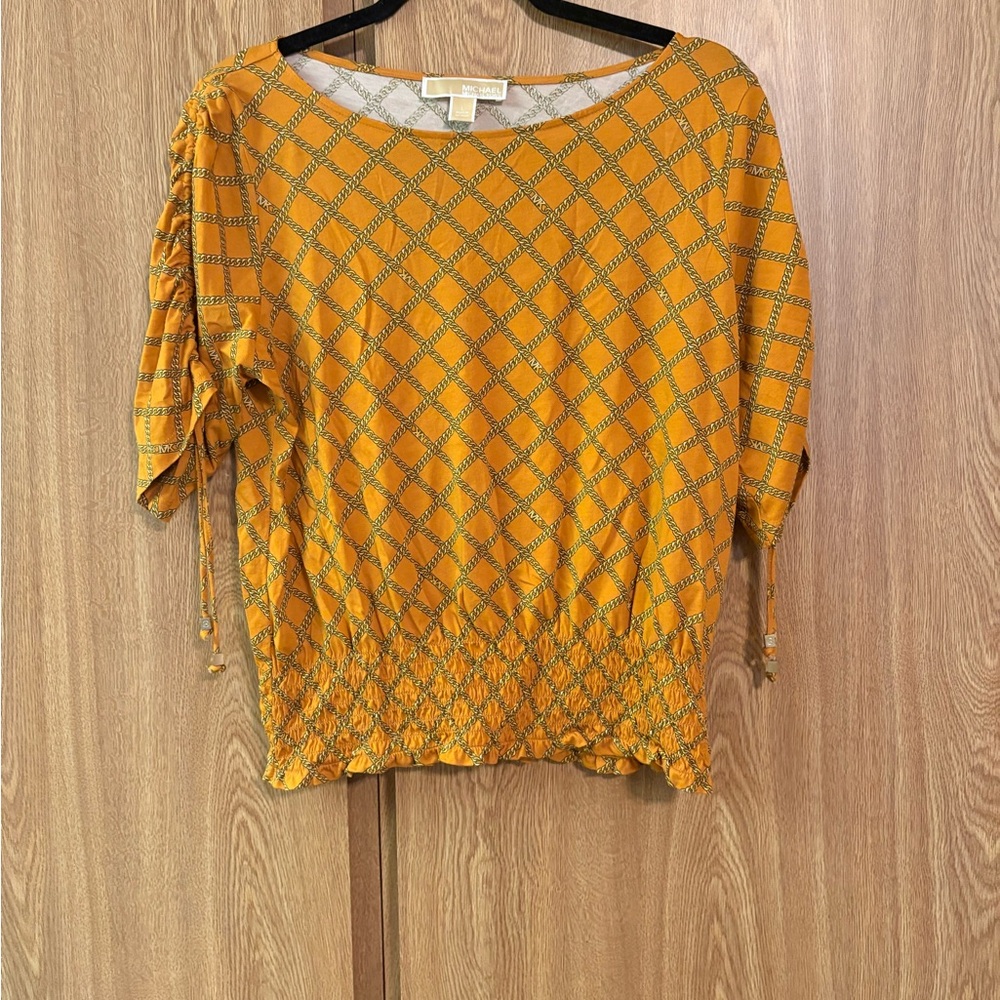 Michael Kors Large Orange Checkered Women's Top